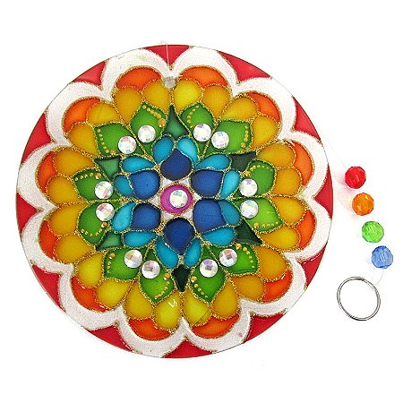 Mandala Rosácea Arco-Íris - M 14cm