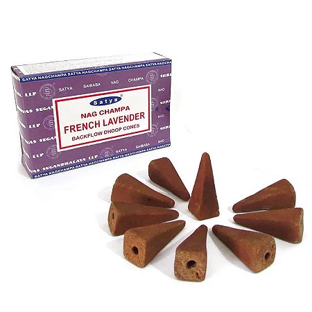 Incenso Indiano Satya Cascata Backflow Dhoop Cones - French Lavender: Calma e Limpeza
