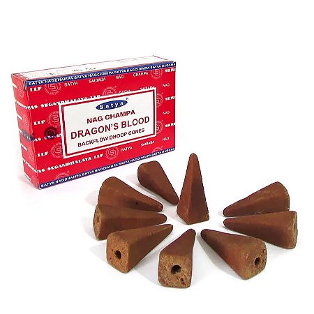 Incenso Indiano Satya Cascata Backflow Dhoop Cones - Dragon's Blood: Força, Poder e Coragem