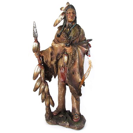 Índio Norte Americano Caçador com Lança 52cm