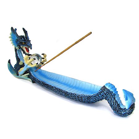 Incensário Canoa Dragão Celestial 32cm - Azul