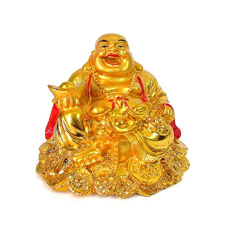Buda da Fortuna e Prosperidade Dourado 5,5cm - Importado