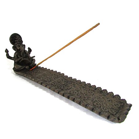 Incensário Canoa Ganesha da Fortuna 24cm - Marrom Escuro