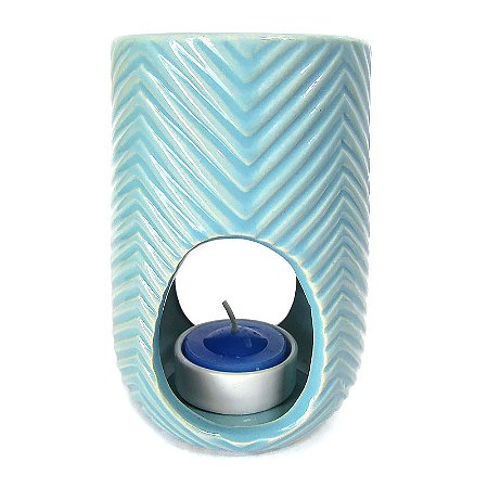 Recho Aromatizador em Cerâmica Listrado 12cm - Azul Claro