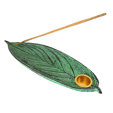 Incensário Canoa Folha: Natureza e Harmonia 22,5cm - Verde