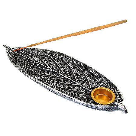 Incensário Canoa Folha: Natureza e Harmonia 22,5cm - Prata