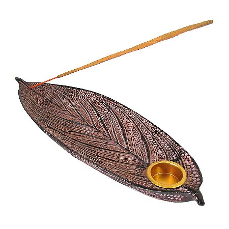 Incensário Canoa Folha: Natureza e Harmonia 22,5cm - Marrom