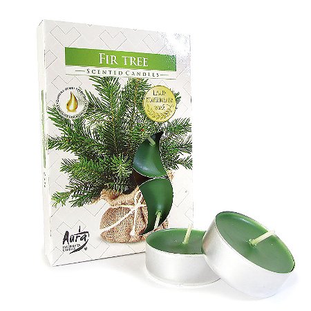 Velas Tealights Perfumadas Caixa com 6 Unidades Aura -  Fir Tree Abeto: Ajuda na Respiração e Calmante