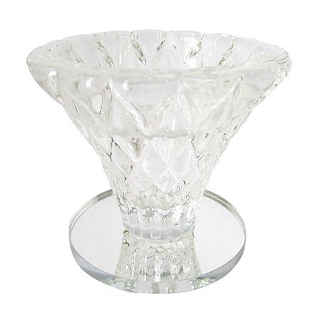 Porta Vela em Cristal de Vidro com Base Espelhada Prateada 5,5cm