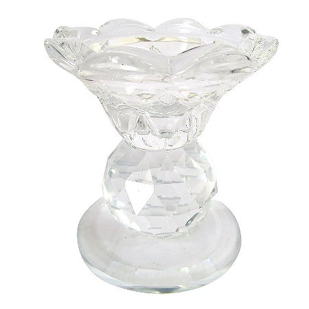 Porta Vela Flor em Cristal de Vidro 7cm