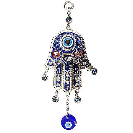 Móbile Mão Hamsa com Olho Grego 25cm - Contra Mau Olhado