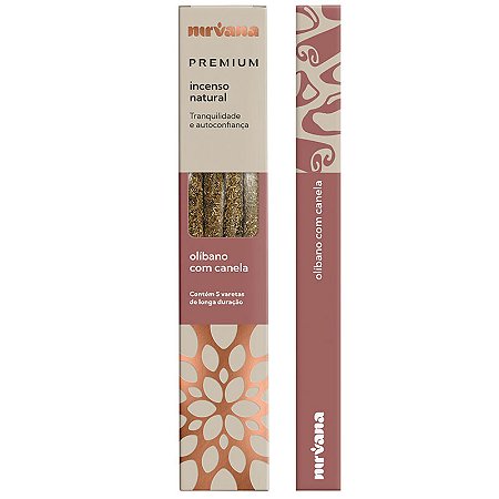 Incenso Natural, Olíbano com Canela; Nirvana Premium - Tranquilidade e Autoconfiança