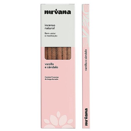 Incenso Natural, Vanilla e Sândalo da Nirvana - Bem-Estar e Meditação