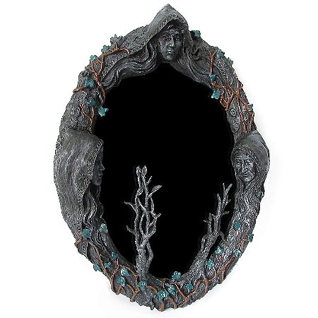 Espelho Negro Deusa Tríplice Wicca 44cm