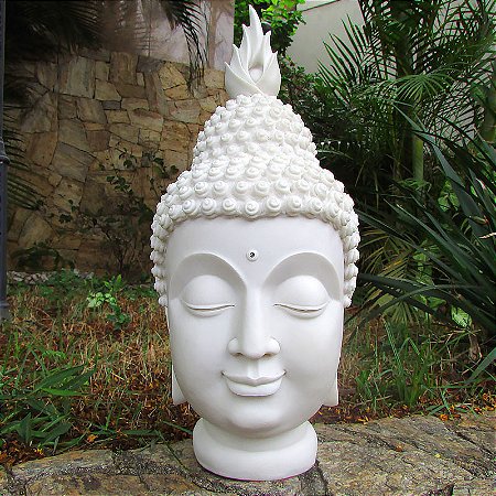 Escultura Cabeça de Buda em Marmorite 37cm