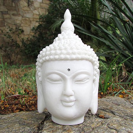 Escultura Cabeça de Buda em Marmorite 15cm