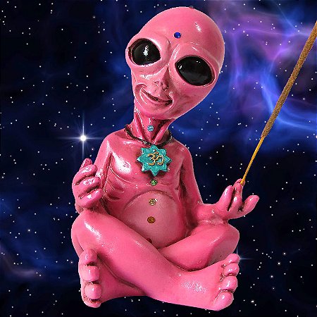 Incensário Alien Good Vibes dos 7 Chakras 16cm - Rosa