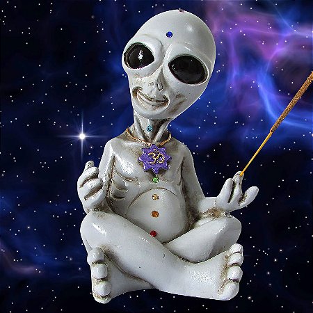 Incensário Alien Good Vibes dos 7 Chakras 16cm - Cinza