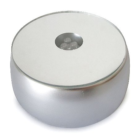 Base Redonda Espelhada com Led à Pilha 8,5cm - Decoração e Exposição de Objetos