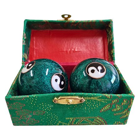 Bolas da Saúde Chinesas Baoding Terapêutica Anti-Stress 4,5cm - Verde Yin Yang
