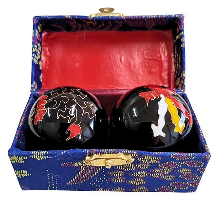 Bolas da Saúde Chinesas Baoding Terapêutica Anti-Stress 4,5cm - Preto Animais do Poder