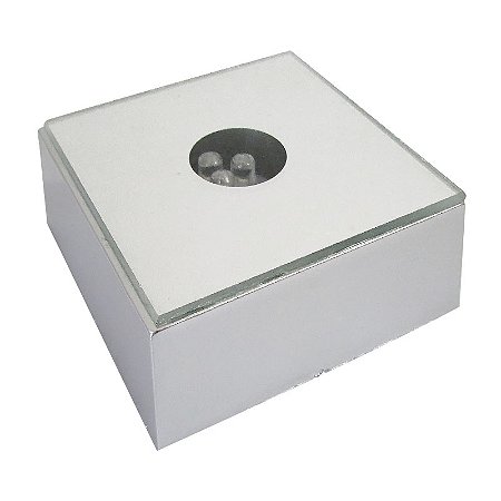 Base Quadrada Espelhada com Led à Pilha 6,5cm - Decoração e Exposição de Objetos