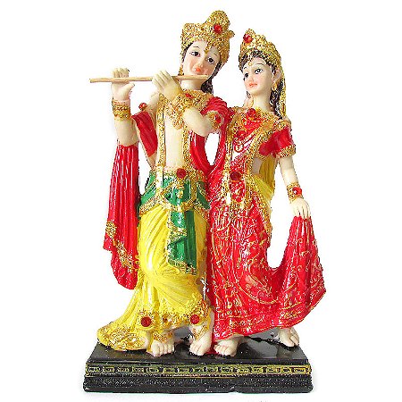 Deuses Krishna e Radha Casal Divino com Strass 24cm