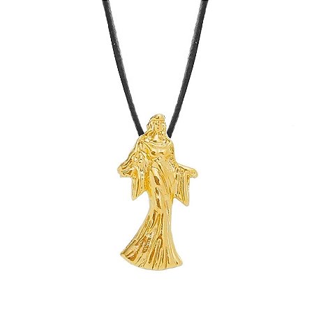 Colar Gargantilha Iemanjá 22mm Cordão Fino - Dourado