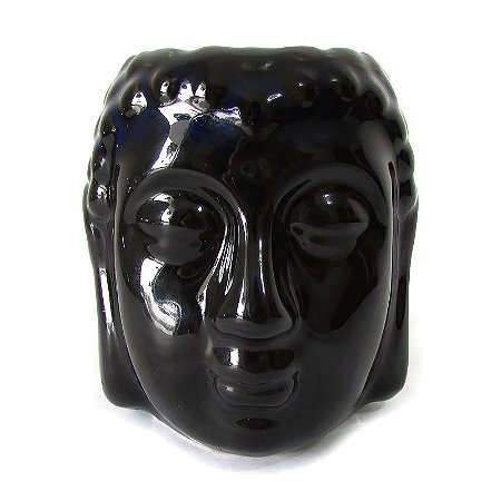 Recho Cabeça de Buda em Porcelana 9cm - Preto com Azul