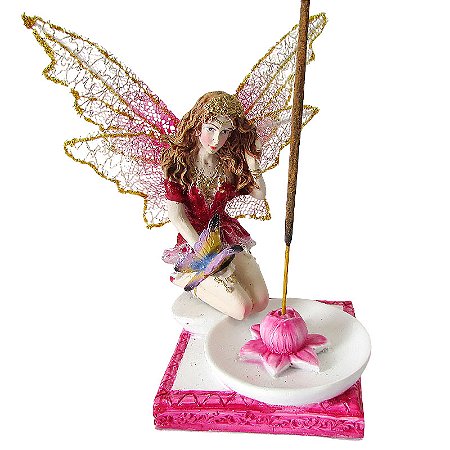 Incensário Fada Protetora da Natureza 15cm - Rosa
