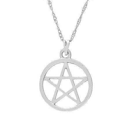Colar Gargantilha Pentagrama com Aro 17mm - Prateado