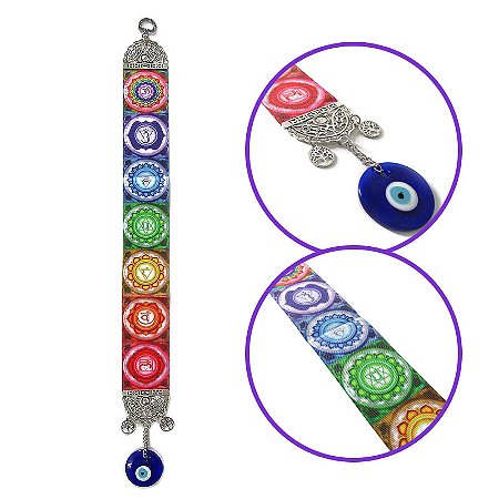 Pendente Protetor de Ambiente 7 Chakras com Olho Grego 50cm
