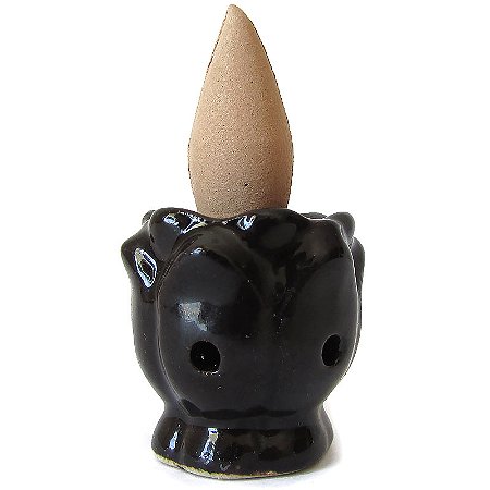 Mini Incensário Cascata Indiano em Porcelana 3cm - Preto
