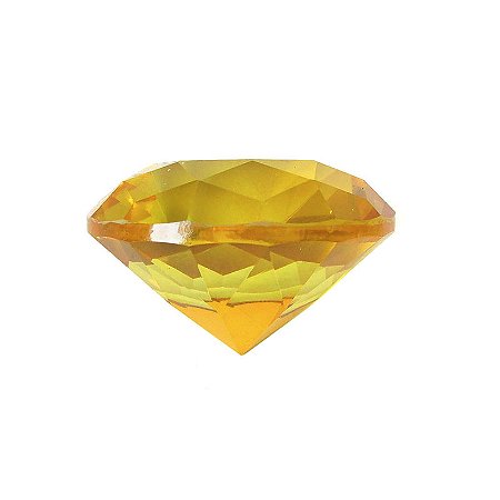 Diamante em Cristal de Vidro 4cm - Amarelo: Riqueza