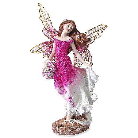 Fada Mágica com Flores 27cm - Rosa