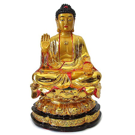 Buda Tibetano Dourado Saldando 20cm - Abhaya Mudra
