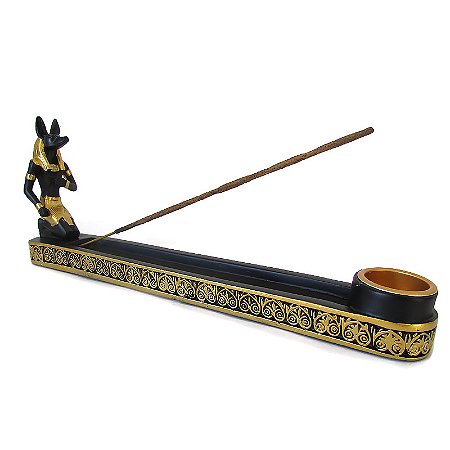 Incensário Canoa Anúbis Guardião 25cm