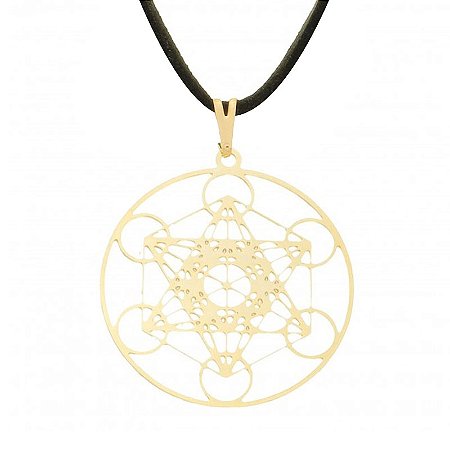 Colar Gargantilha Cubo de Metatron 30mm - Dourado