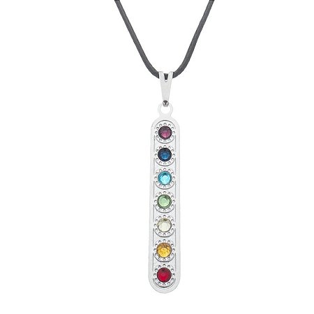 Colar Gargantilha 7 Chakras 33mm Cordão Fino - Prateado