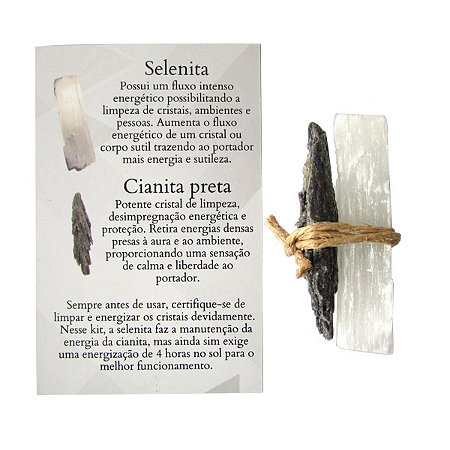 Talismã da Limpeza com Cianita Preta e Selenita - Proteção Energética
