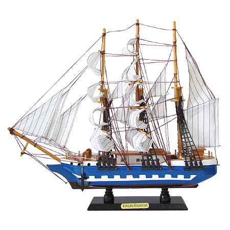 Navio Veleiro de Madeira em Miniatura 37cm