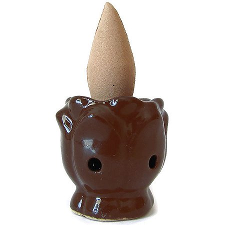 Mini Incensário Cascata Indiano em Porcelana 3cm - Marrom