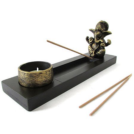 Incensário com Porta Vela Zen Ganesha 24cm