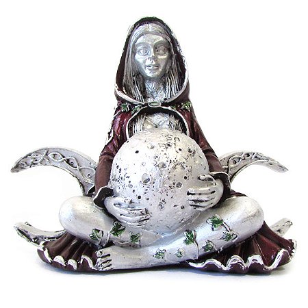 Estátua Deusa Gaia Mãe Terra Triluna Wicca 13cm - Marsala