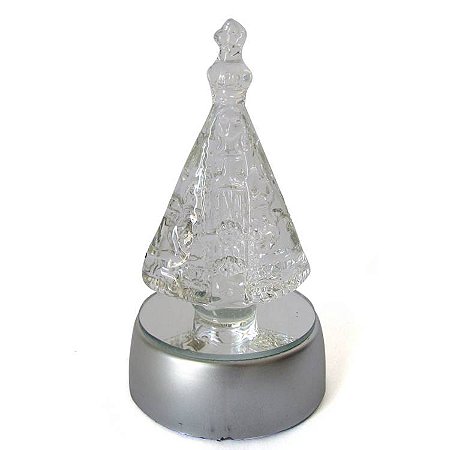 Cristal Nossa Senhora Aparecida com Base de Led 10cm