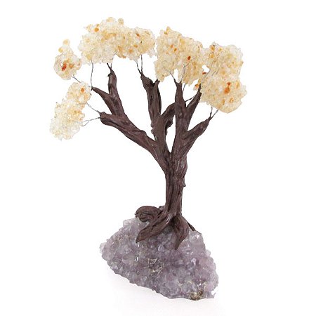 Árvore de Cristal Citrino com Drusa de Ametista G 26cm - Prosperidade e Vitalidade