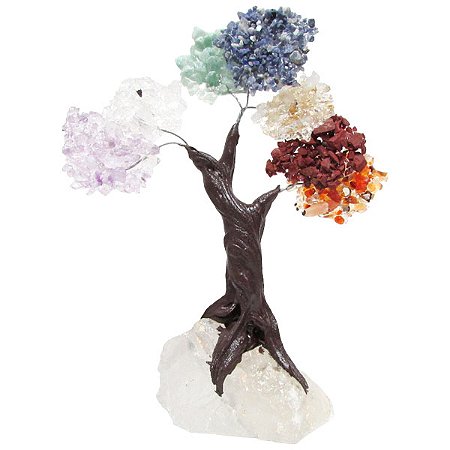 Árvore dos 7 Chakras em Cristal Bruto P 15cm - Equilibre Sua Energia