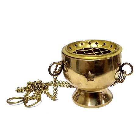 Mini Turíbulo Dourado em Bronze para Defumação 5cm - Limpeza Energética