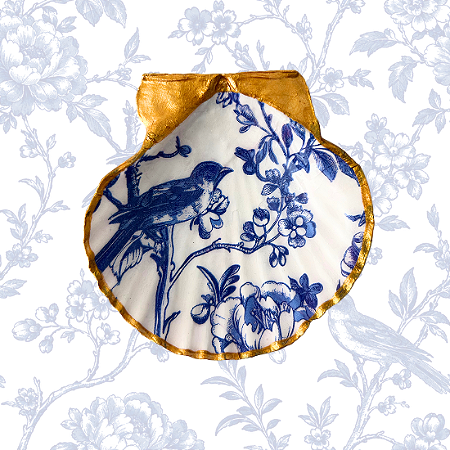 Concha Toile de Jouy Pássaro Azul