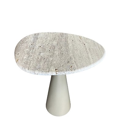 MESA LATERAL SEMENTE 61,5 TAMPO PEDRA TRAVERTINO AMENDOA - CORBELLI